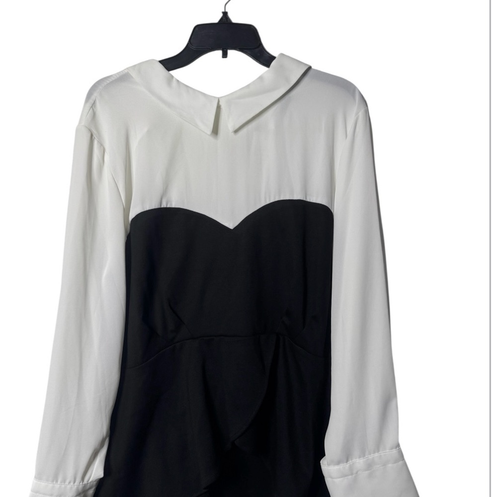 Eloquii Black and White Contrast Blouse